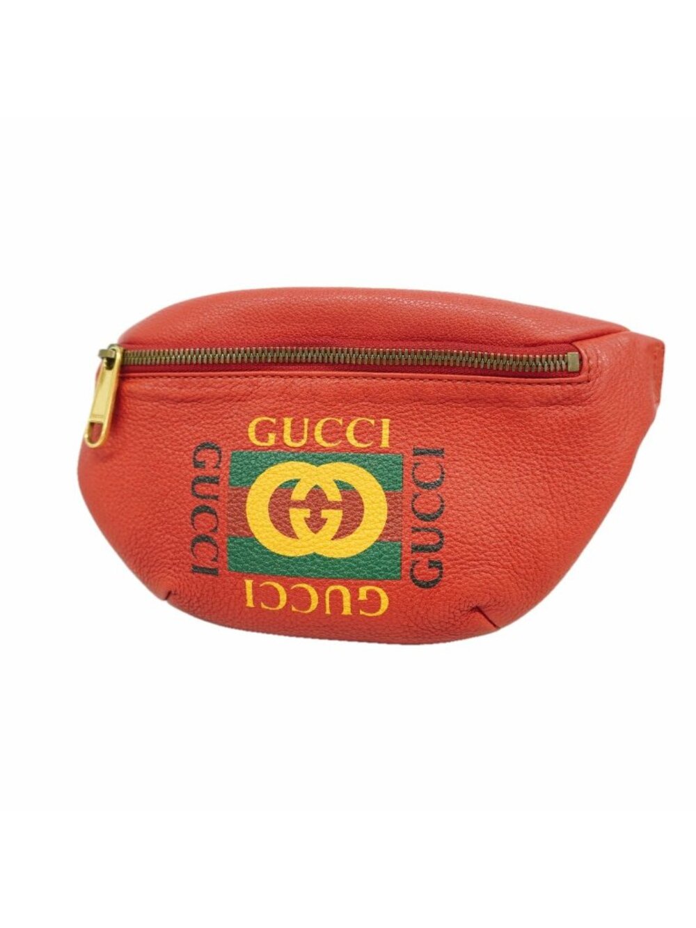 Gucci Waist Bag Leather Red Gold